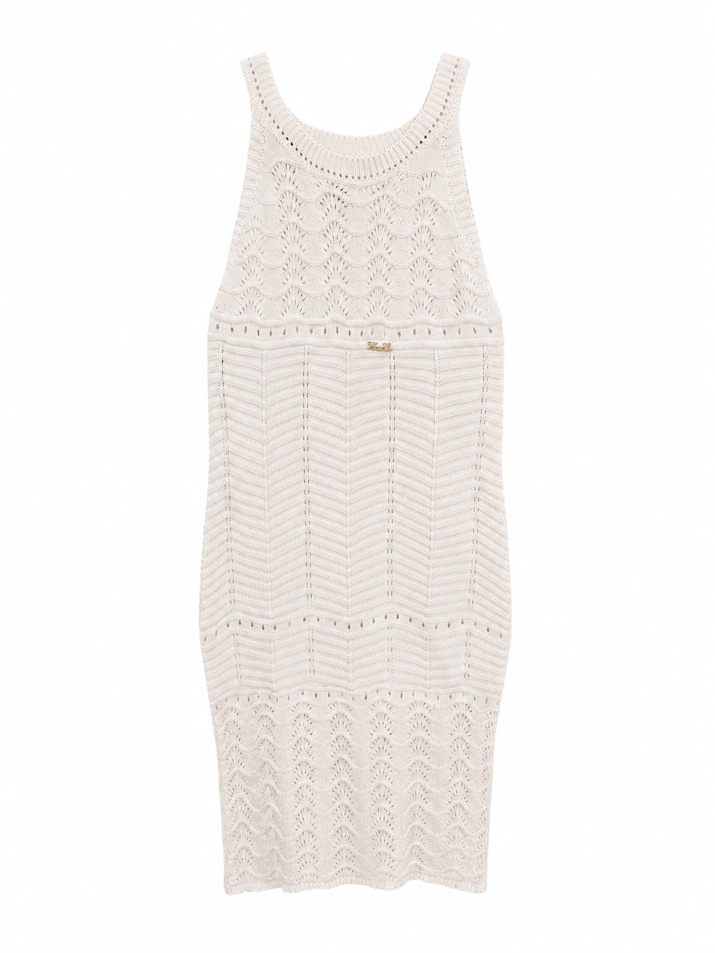 Damska sukienka Loro Piana Luxury Crochet Knit Midi Dress – kość słoniowa