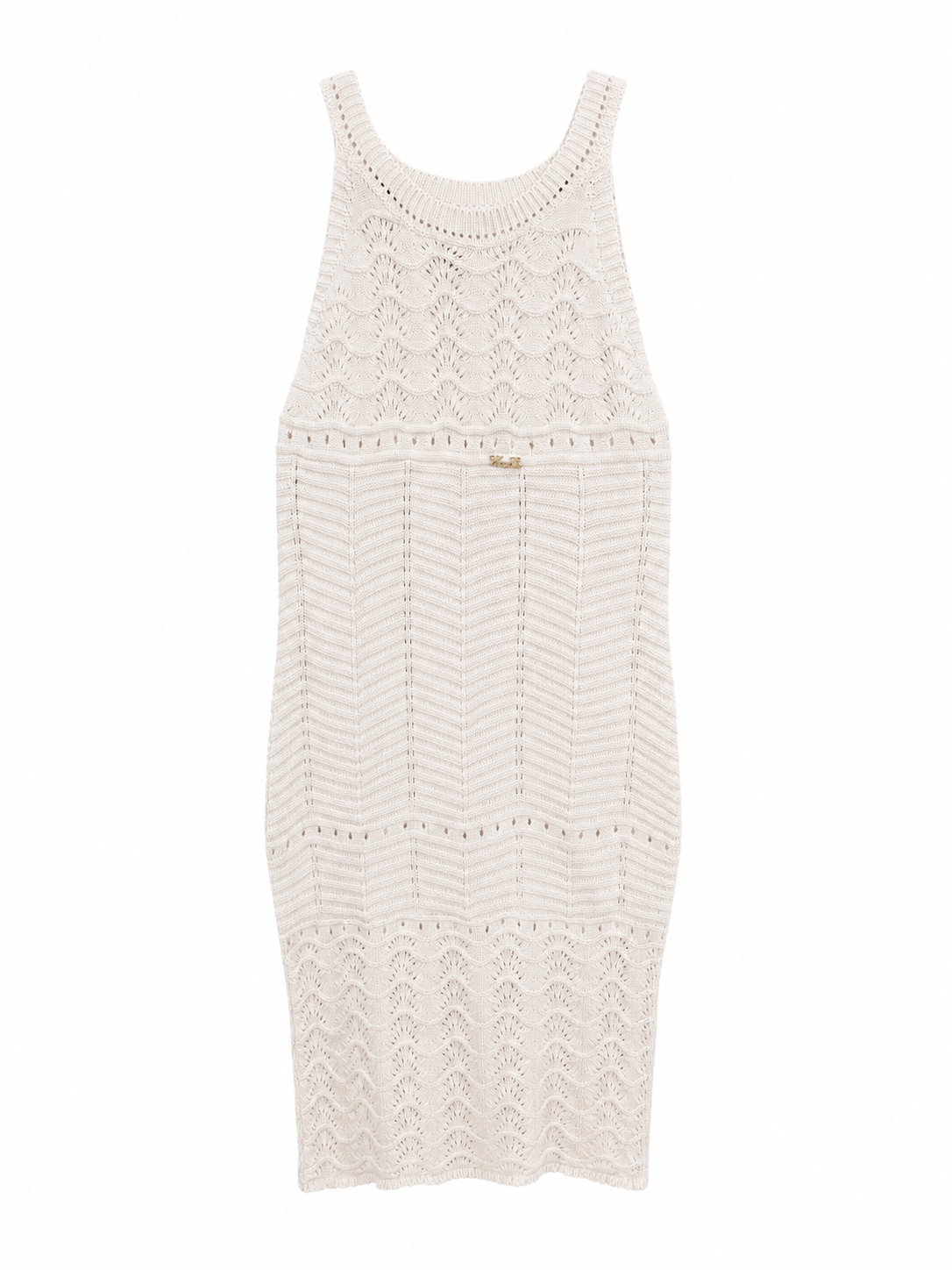 Damska sukienka Loro Piana Luxury Crochet Knit Midi Dress – kość słoniowa