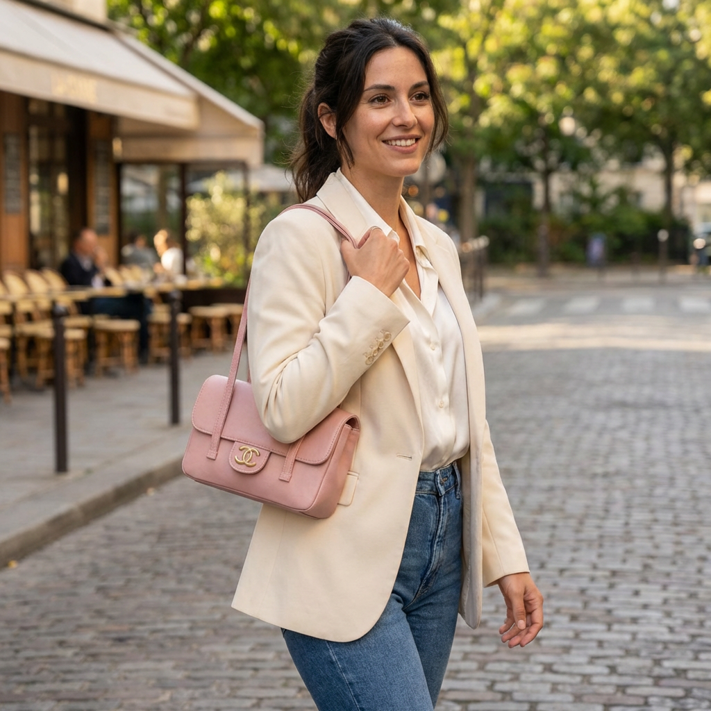 Damska torebka Chanel Blush Caviar Flap Shoulder Bag