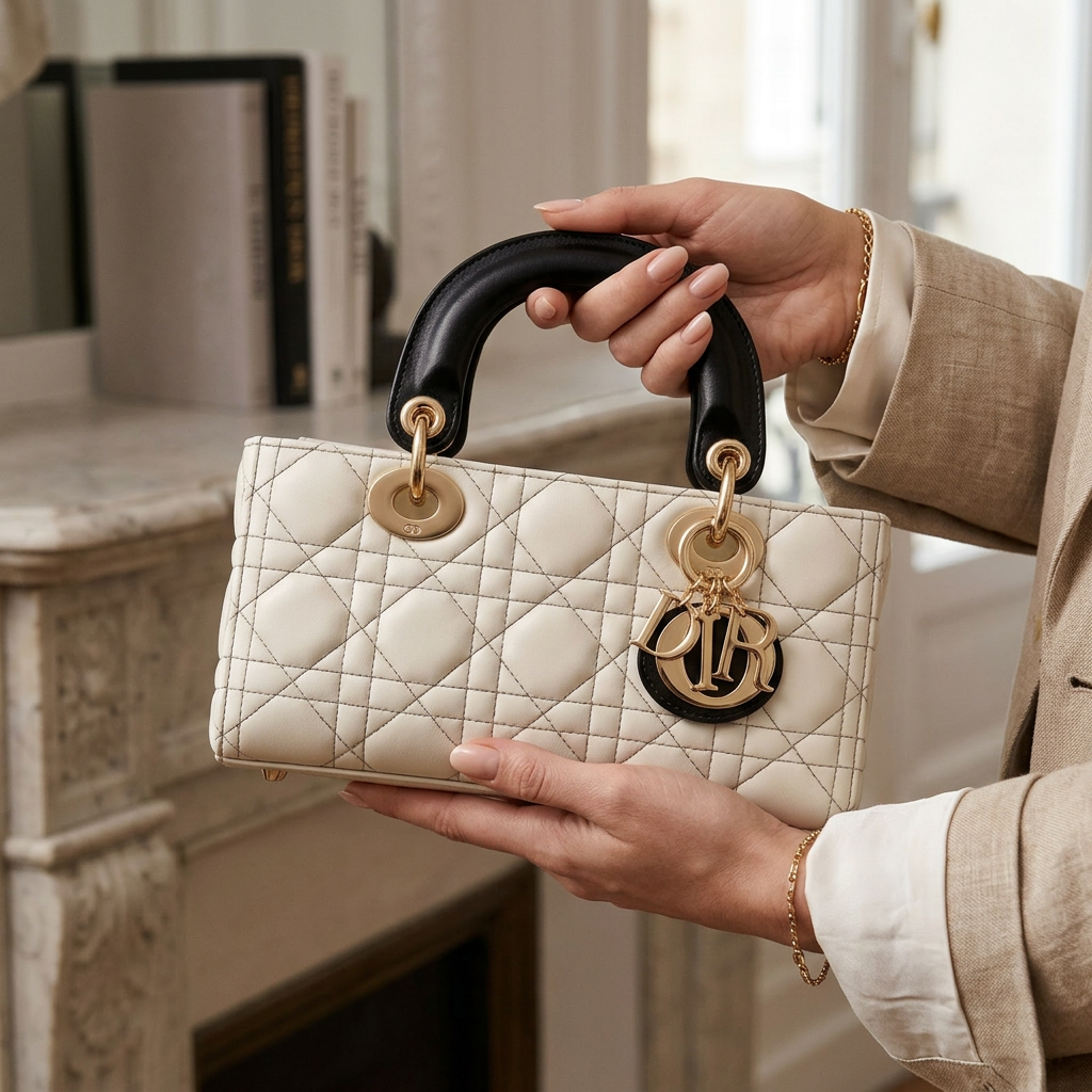 Torebka damska Christian Dior – Lady Dior Mini Bag White & Black