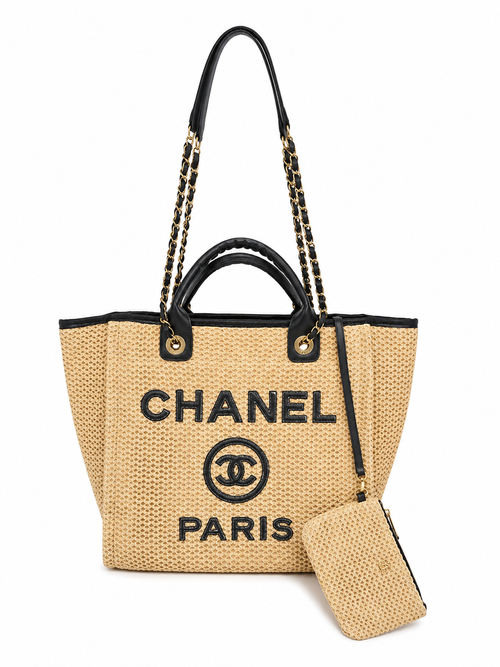 Chanel – Luksusowa damska torba plażowa z kosmetyczką