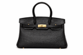 Torebka damska w stylu Hermès Birkin – czarna skóra strusia (złote okucia)