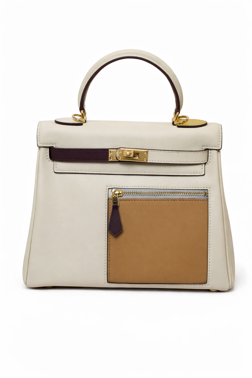 Torebka damska Hermès Kelly Style Top Handle Bag – skóra trójkolorowa