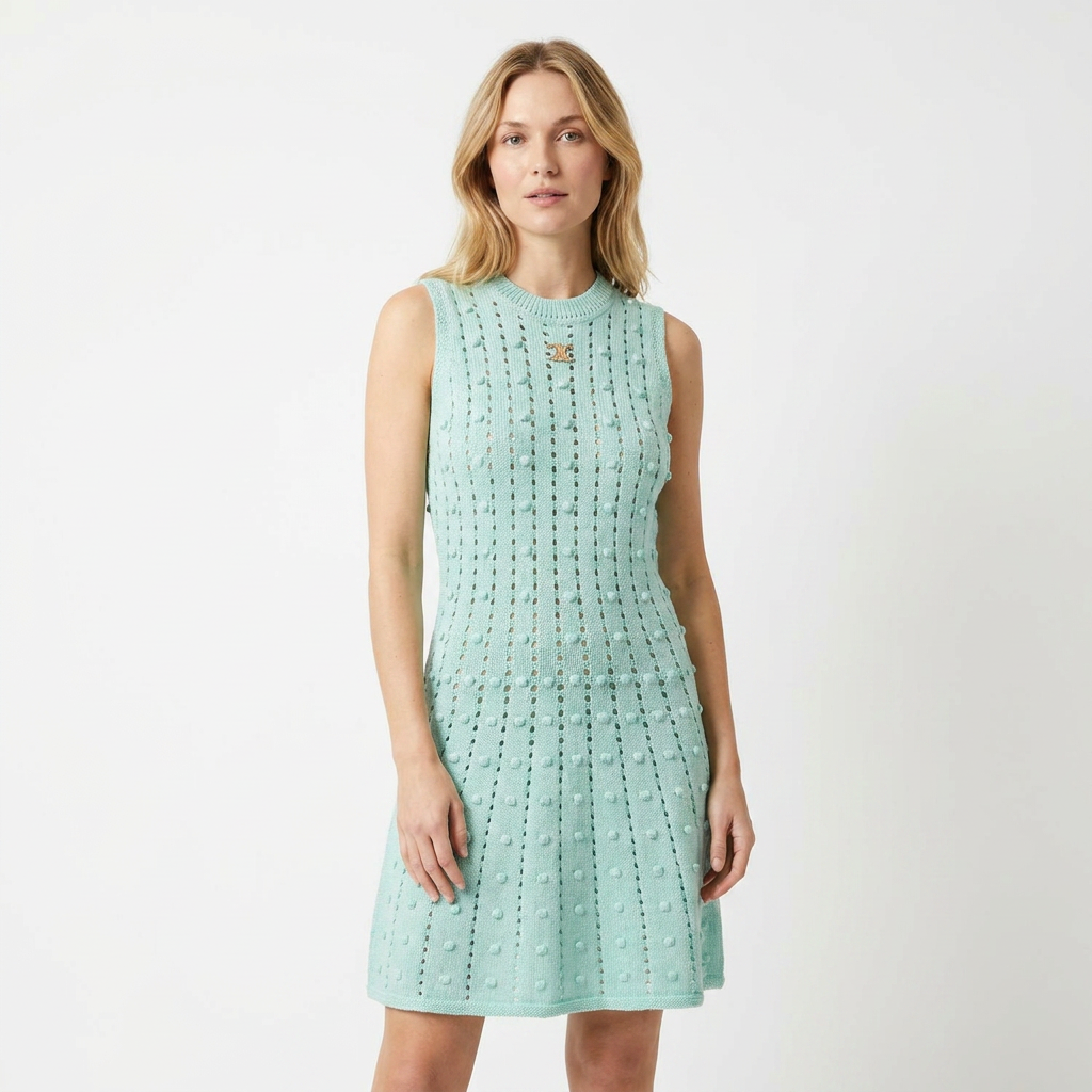 Celine Paris dzianinowa sukienka mini bez rękawów