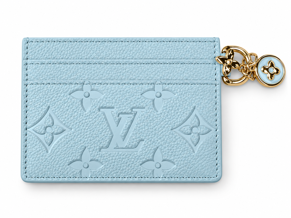 Damski etui na karty Louis Vuitton Monogram Empreinte Card Holder with Charm – niebieski