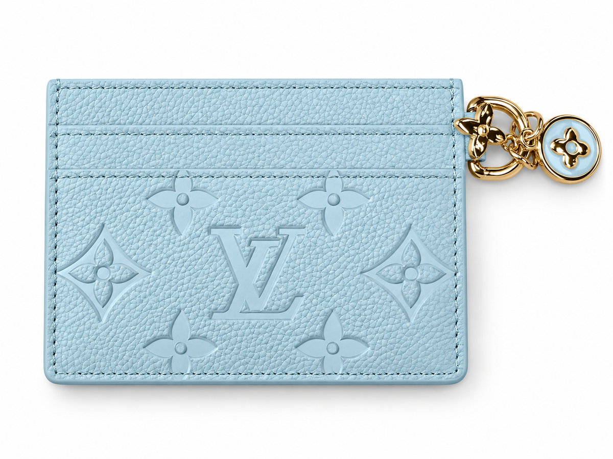 Damski etui na karty Louis Vuitton Monogram Empreinte Card Holder with Charm – niebieski