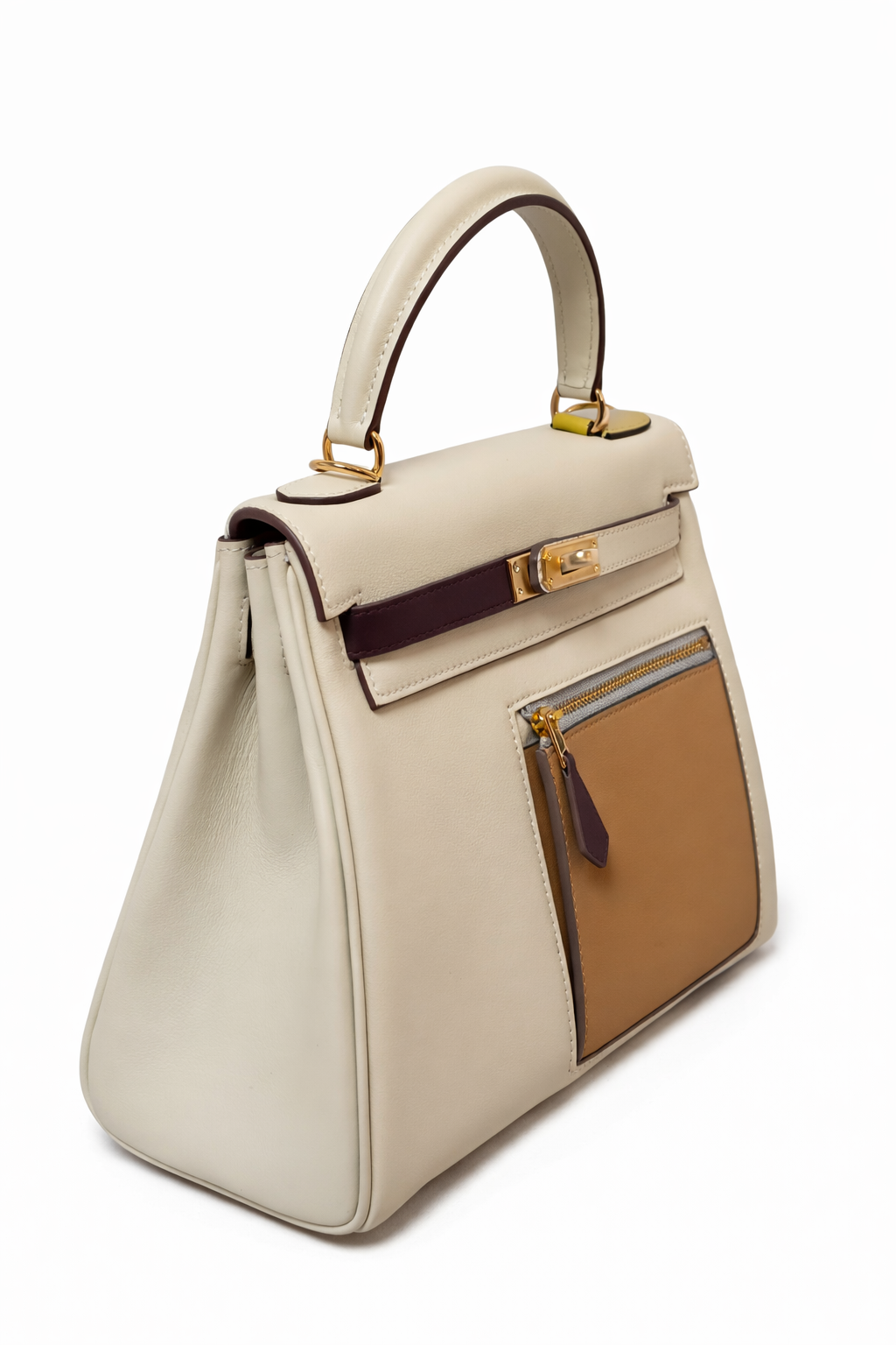 Torebka damska Hermès Kelly Style Top Handle Bag – skóra trójkolorowa