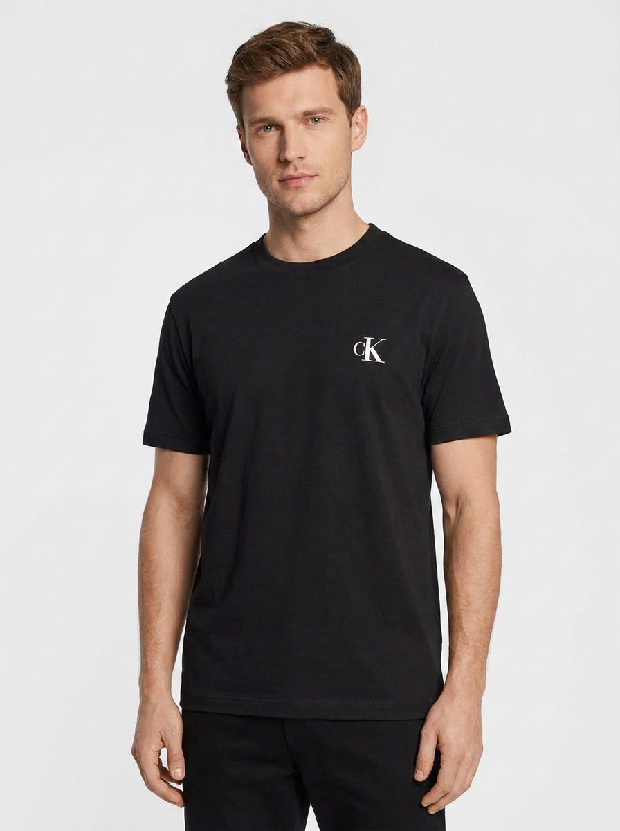 Męski T-shirt Calvin Klein Monogram Logo – Czarny