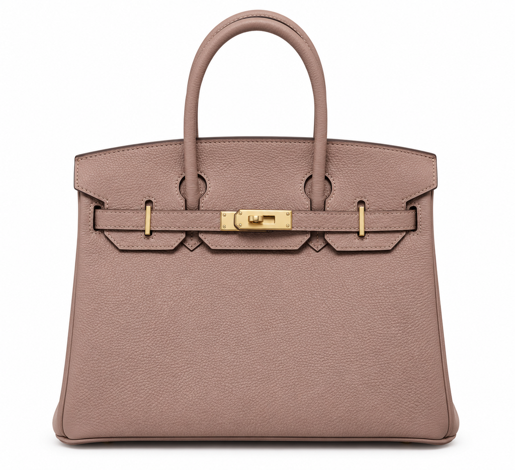 Hermès Birkin – Torebka damska w kolorze pudrowego różu ze złotymi okuciami