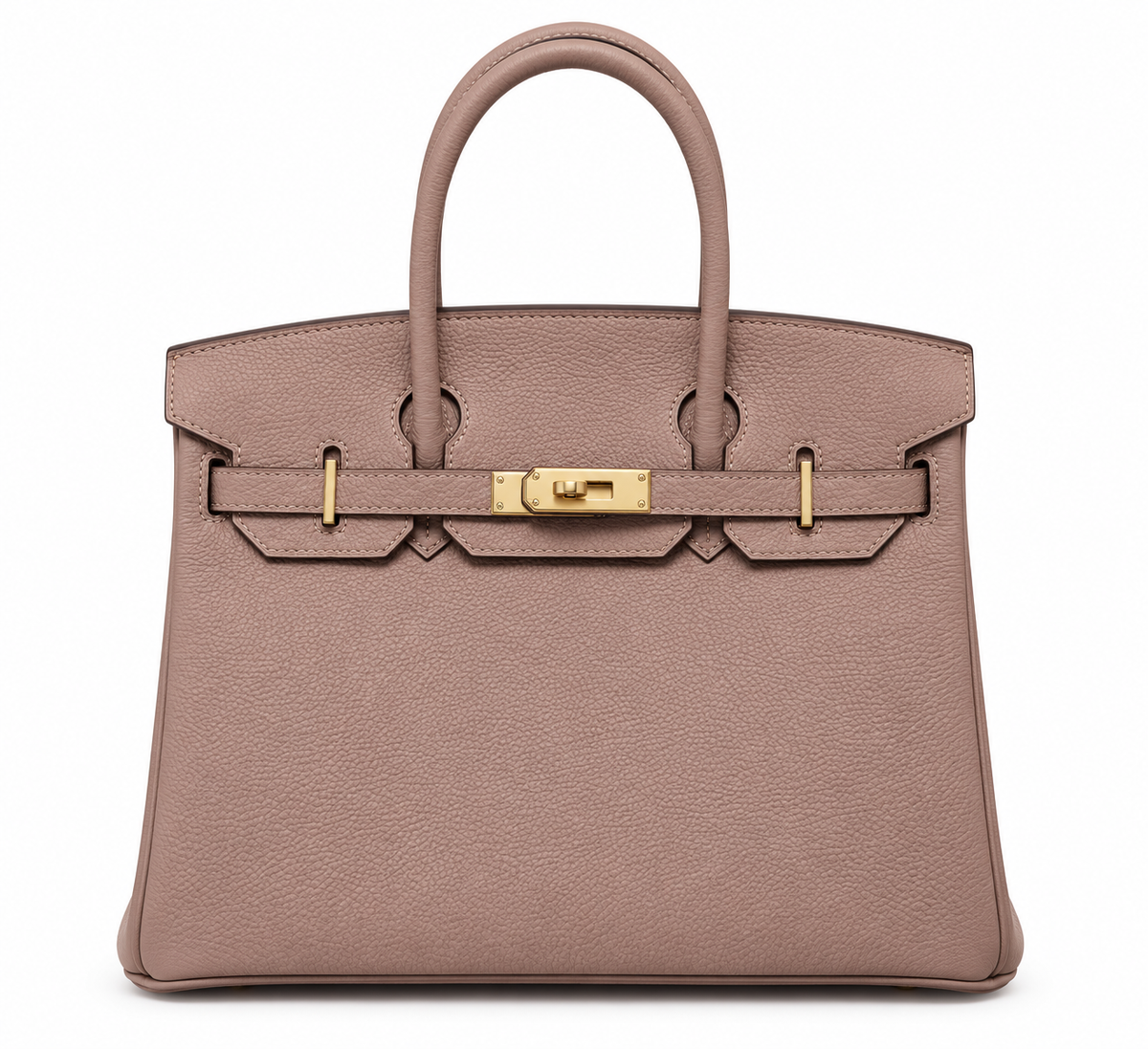 Hermès Birkin – Torebka damska w kolorze pudrowego różu ze złotymi okuciami