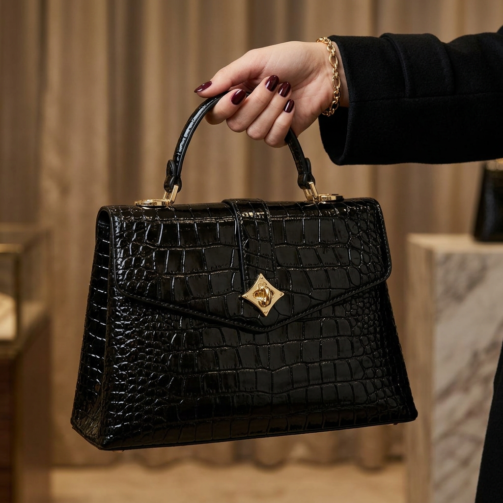 Torebka damska Louis Vuitton – Croco Effect Top Handle Bag Black