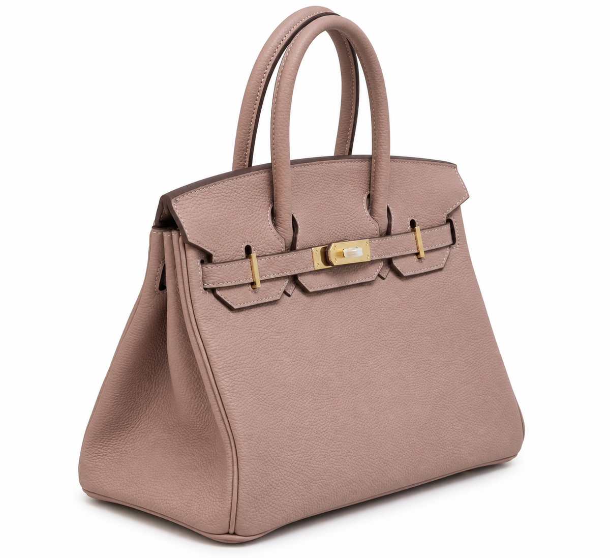 Hermès Birkin – Torebka damska w kolorze pudrowego różu ze złotymi okuciami