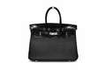 Torebka damska Hermès – Birkin Bag Black (wykończenie ze skóry krokodyla)