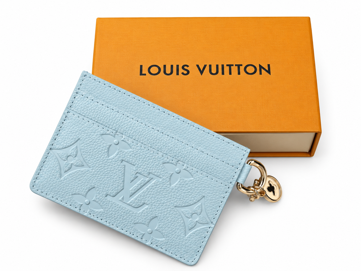 Damski etui na karty Louis Vuitton Monogram Empreinte Card Holder with Charm – niebieski