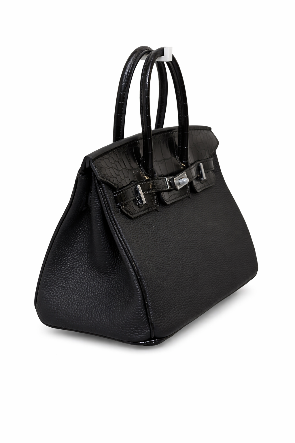 Torebka damska Hermès – Birkin Bag Black (wykończenie ze skóry krokodyla)