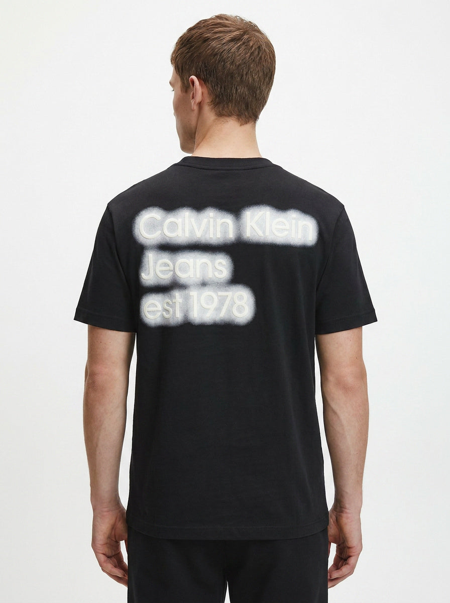 Męski T-shirt Calvin Klein Monogram Logo – Czarny