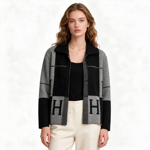 Дамска жилетка Hermès – черно и бяло с H мотиви (Copy)