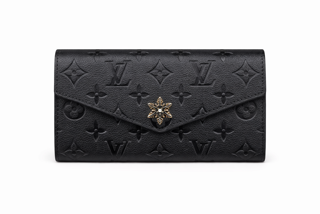 Damski portfel Louis Vuitton Monogram Empreinte Sarah Wallet – czarny