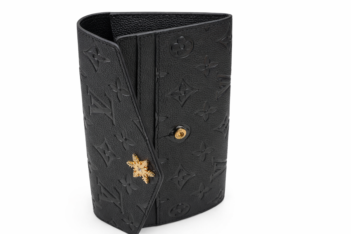 Damski portfel Louis Vuitton Monogram Empreinte Sarah Wallet – czarny