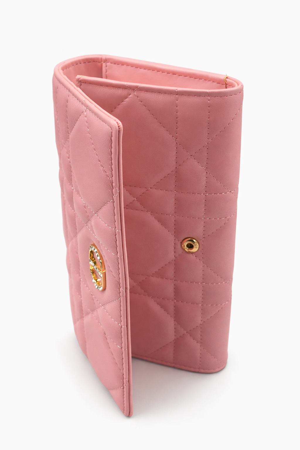 Damski portfel Christian Dior Caro Long Wallet Cannage – Różowy