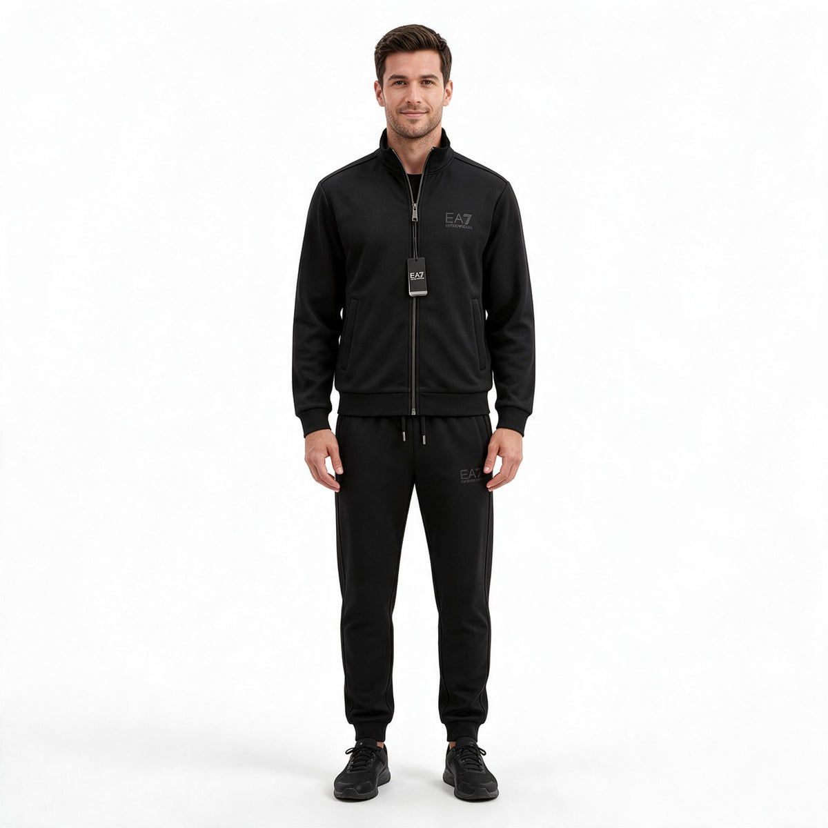 Męski komplet sportowy EA7 Emporio Armani – czarny
