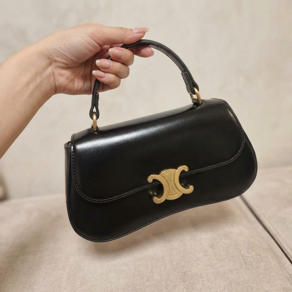 Torebka damska CELINE – elegancka skórzana torebka z krótką rączką i paskiem na ramię