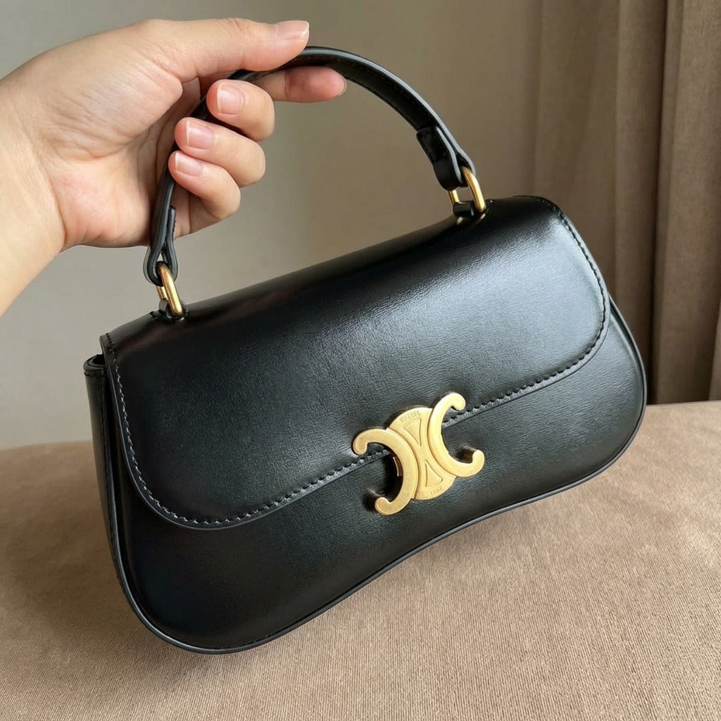 Torebka damska CELINE – elegancka skórzana torebka z krótką rączką i paskiem na ramię