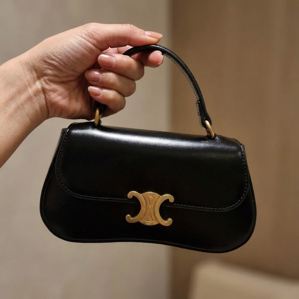Torebka damska CELINE – elegancka skórzana torebka z krótką rączką i paskiem na ramię