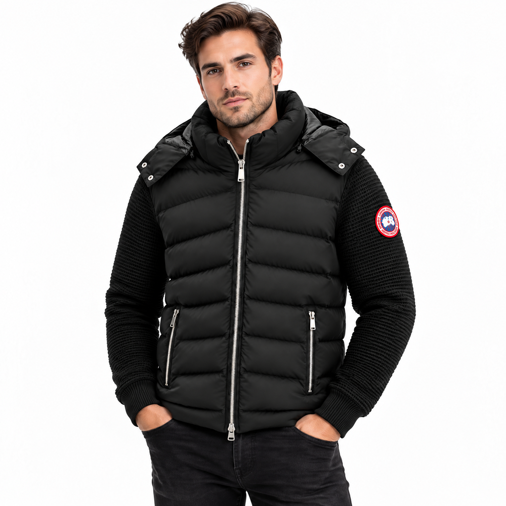 Мъжко есенно-зимно яке Canada Goose в черно с плетени ръкави
