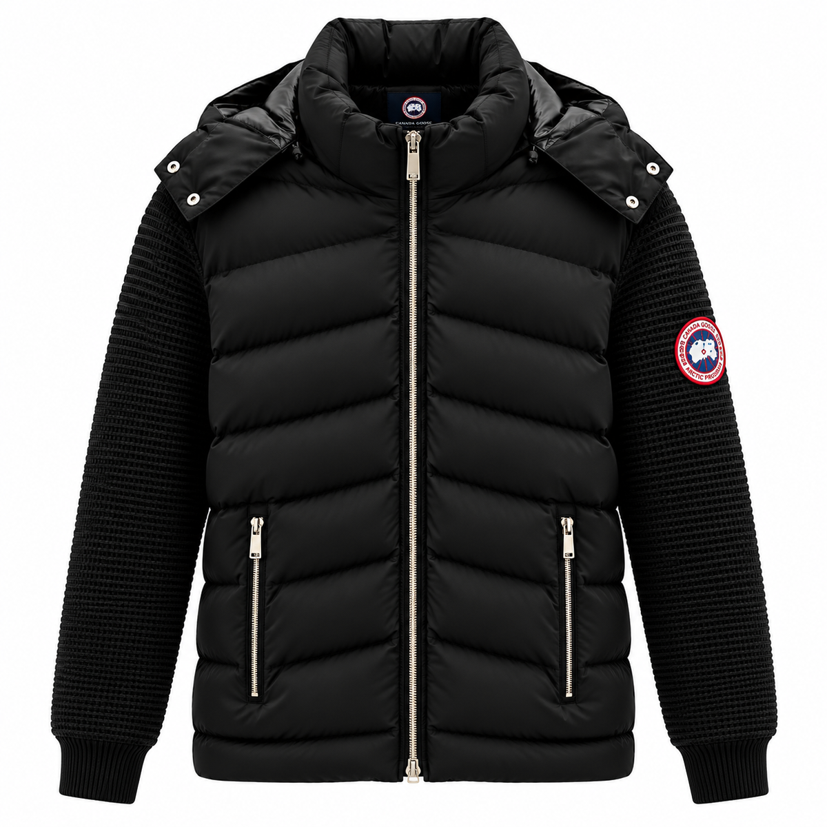 Мъжко есенно-зимно яке Canada Goose в черно с плетени ръкави