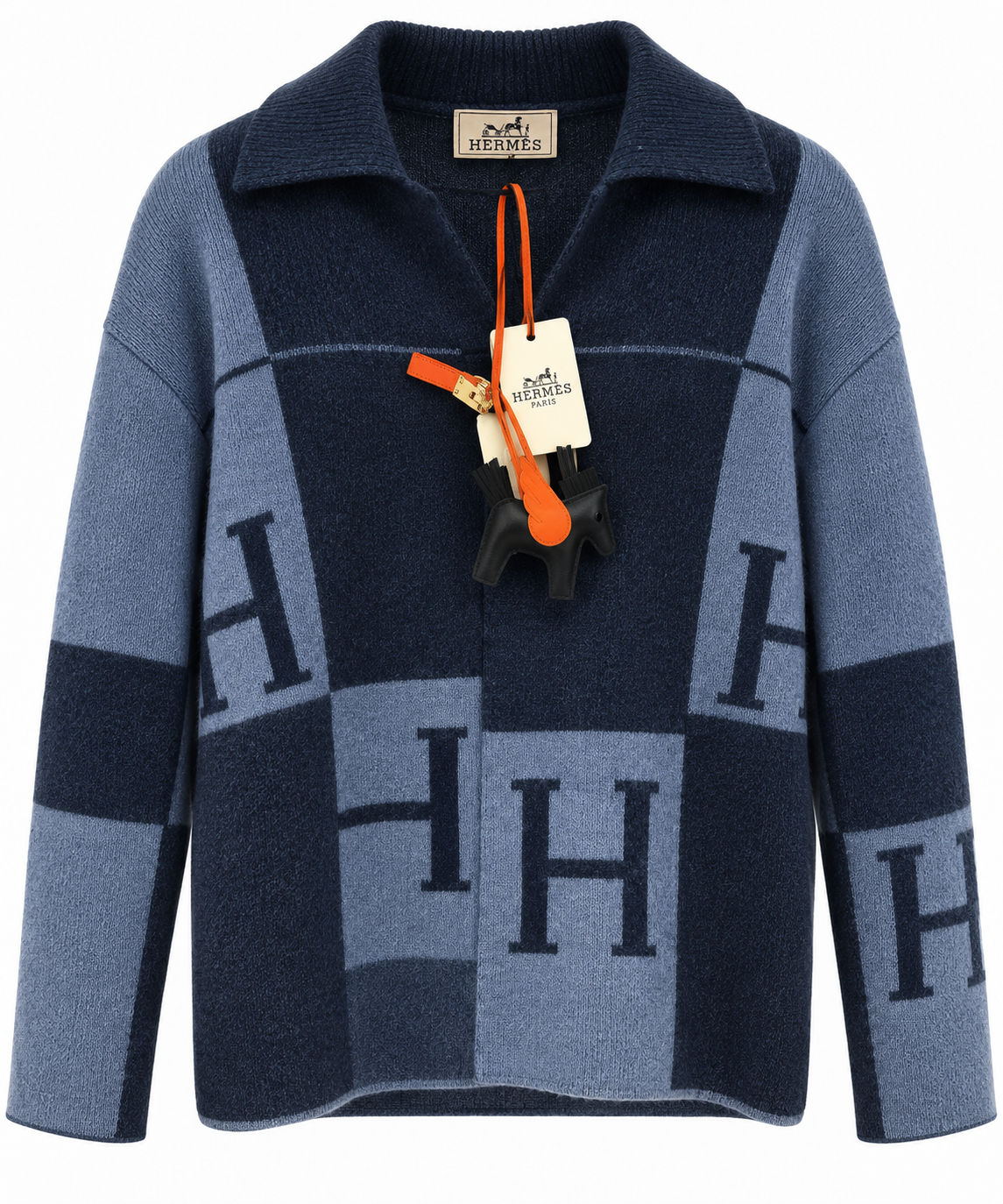 Дамска плетена жилетка HERMÈS – бежово и екрю с H мотиви (Copy)